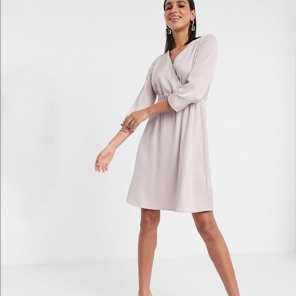 Y.A.S wrap mini dress with waist detail in pink